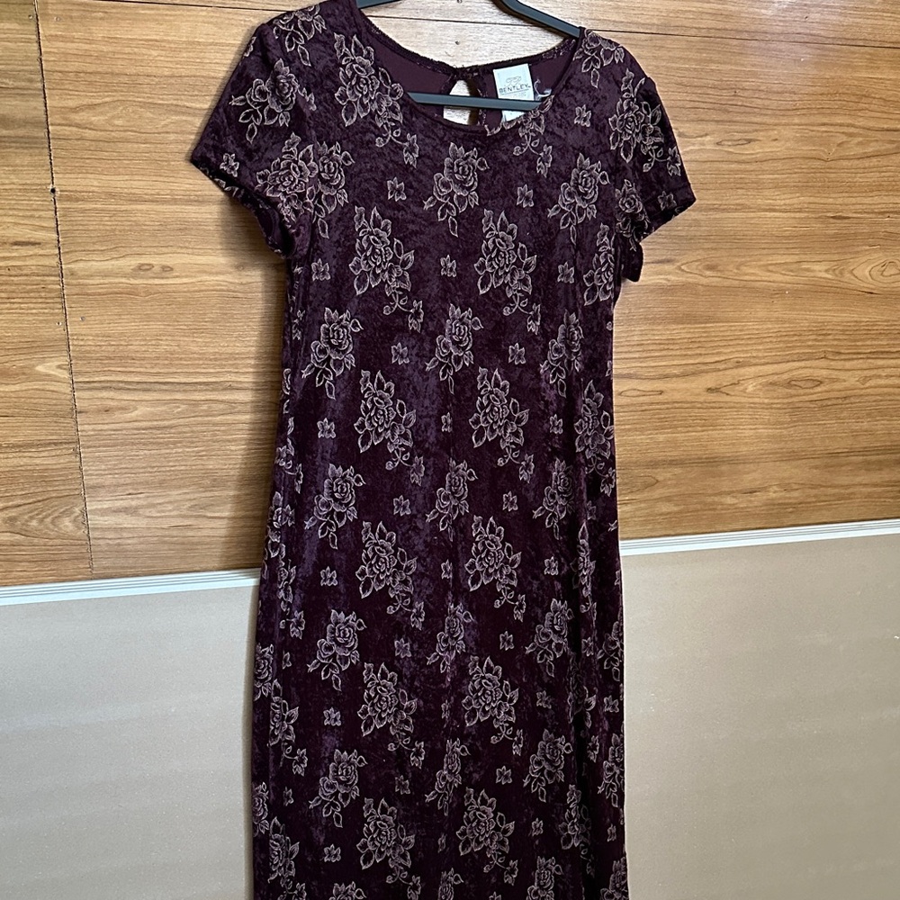 Burgundy Floral Midi Dress